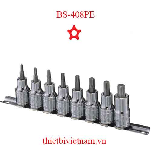 BỘ ĐẦU KHẨU 1/2 INCH ĐẦU VÍT HÌNH SAO 5 ĐỈNH 8 CHIẾC BS-408PE