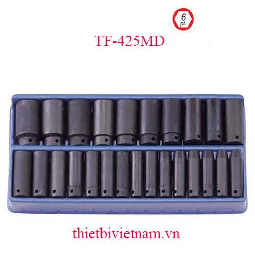 BỘ KHẨU LOẠI DÀI DÙNG CHO SÚNG 1/2 INCH 25 CHIẾC HỆ MÉT GENIUS MODEL TF-425MD
