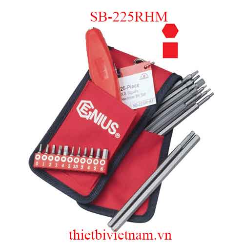 BỘ TAY VẶN VÀ ĐẦU TUỐC NƠ VÍT ĐẦU LỤC GIÁC HỆ MÉT ĐẦU VUÔNG 25 CHIẾC SB-225RHM