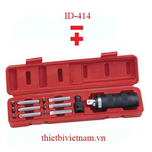 BỘ TAY VẶN VÀ TUỐC NƠ VÍT 2, 4 CẠNH ĐẦU 1/2 INCH 14 CHIẾC GENIUS ID-414