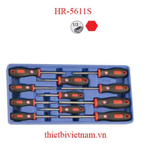 BỘ TUỐC NƠ VÍT ĐẦU LỤC GIÁC TAY CẦM CAO SU 11 CHIẾC HỆ INCH GENIUS HR-5611S 