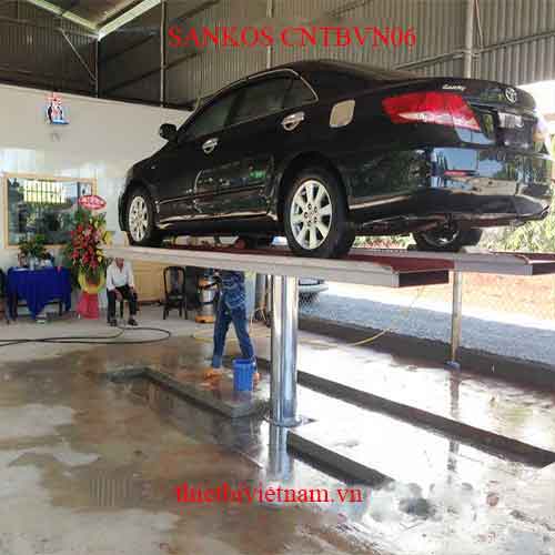 Cầu nâng 1 trụ rửa xe ô tô Việt Nam âm nền SANKOS CNTBVN06