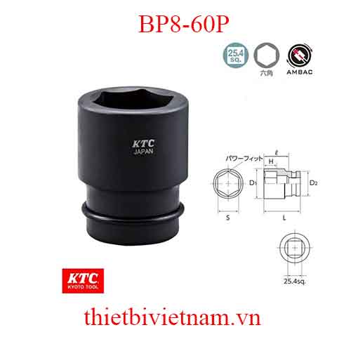 Đầu khẩu 1 inch loại 6 cạnh dài 82mm KTC BP8-60P