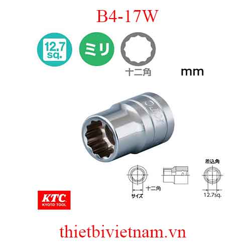 Đầu khẩu 1/2 inch KTC 12 cạnh B4-17W