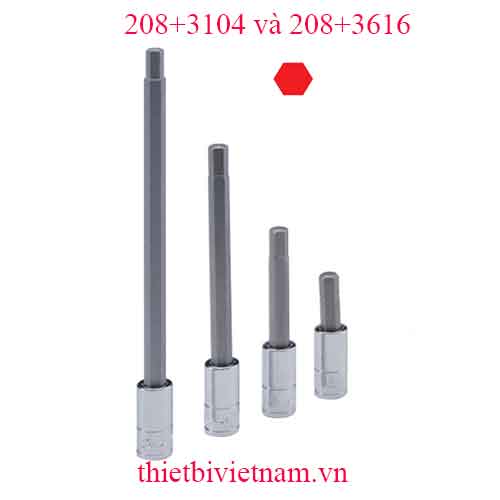 ĐẦU KHẨU 1/4 INCH ĐẦU VÍT LỤC GIÁC HỆ INCH HÃNG GENIUS MODEL 208+3104 và 208+3616
