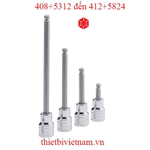 ĐẦU KHẨU, TUÝP 1/2 INCH ĐẦU VÍT ĐẦU BI HỆ INCH HÃNG GENIUS MODEL 408+5312 đến 412+5824