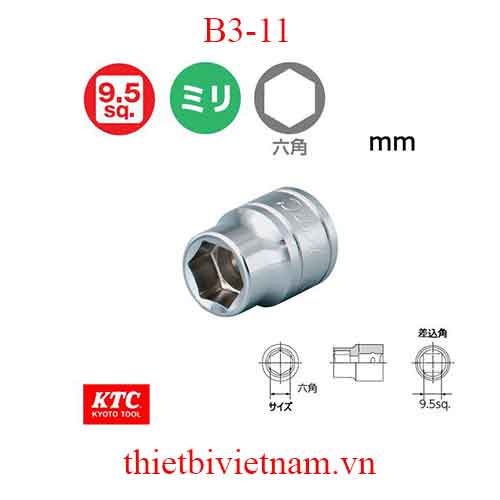 Đầu khẩu vặn ốc 3/8 inch KTC B3-11
