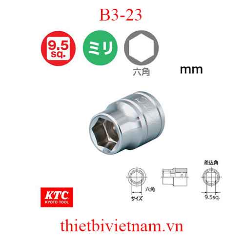 Đầu khẩu vặn ốc 3/8 inch KTC B3-23