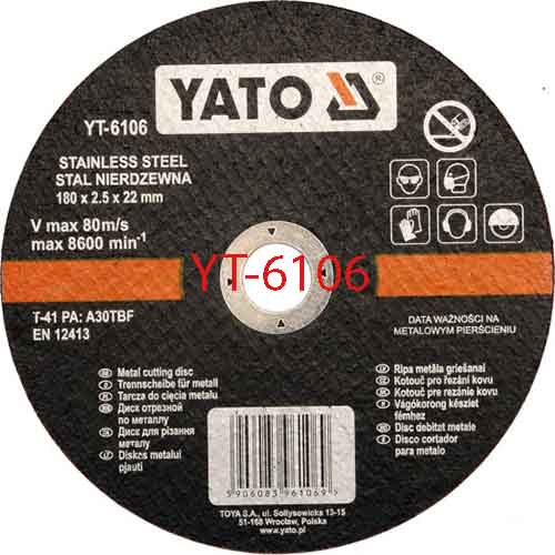 Đĩa cắt inox 180X2.5X22mm YATO YT-6106