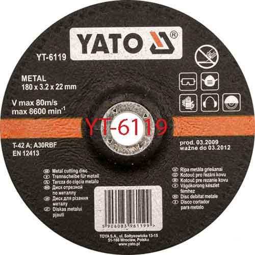 Đĩa mài kim loại 180X3.2X22mm YATO YT-6119