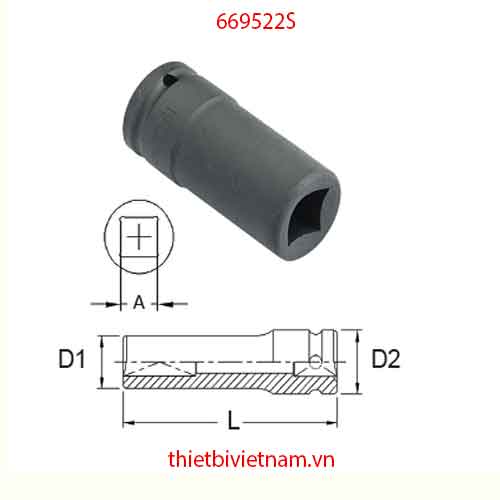 KHẨU 3/4 INCH LOẠI ĐẦU VUÔNG DÙNG THÁO LẮP BU LÔNG Ở BÁNH XE Ô TÔ HÃNG GENIUS MODEL 669522S