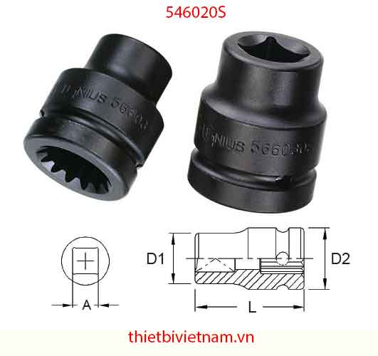 KHẨU ĐẦU THEN HOA #5 LOẠI ĐẦU VUÔNG CHUYÊN DÙNG SỬA CHỮA XE Ô TÔ HÃNG GENIUS MODEL 546020S