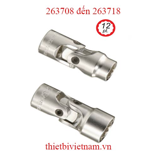 KHẨU, TUÝP ĐẦU LẮC LÉO 1/4 INCH HỆ INCH 12 CẠNH HÃNG GENIUS MODEL 263708 đến 263718