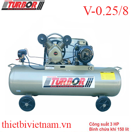 Máy nén khí 3HP kiểu piston 1 cấp nén TURBOR  V-0.25/8