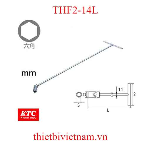 Tay vặn chữ T dài đầu lắc léo KTC THF2-14L